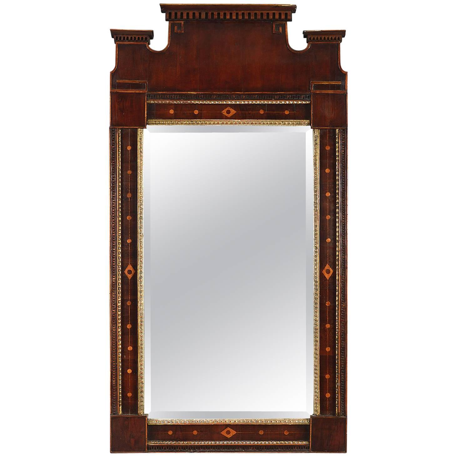 18th Century Neoclassical Inlaid Mahogany Mirror