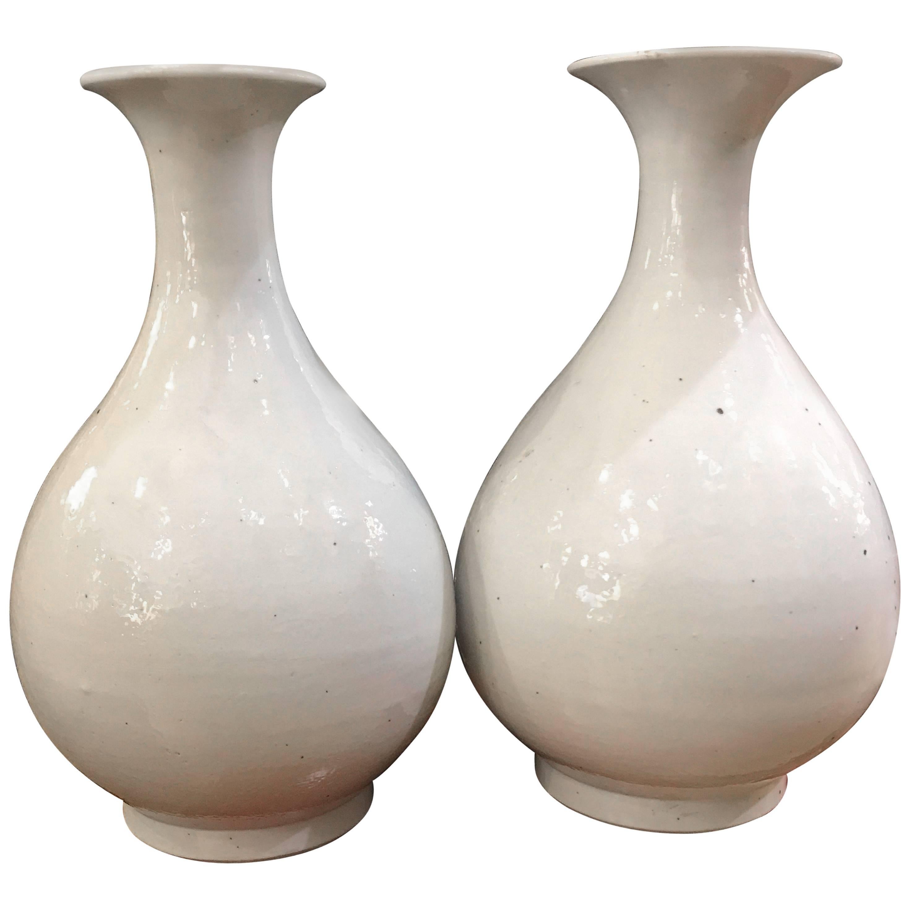 Pair of Contemporary Porcelain Tear Drop Shaped Vases