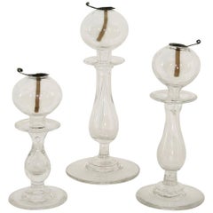 Collection of 19th Century French Glass Weaver Oil Lamps