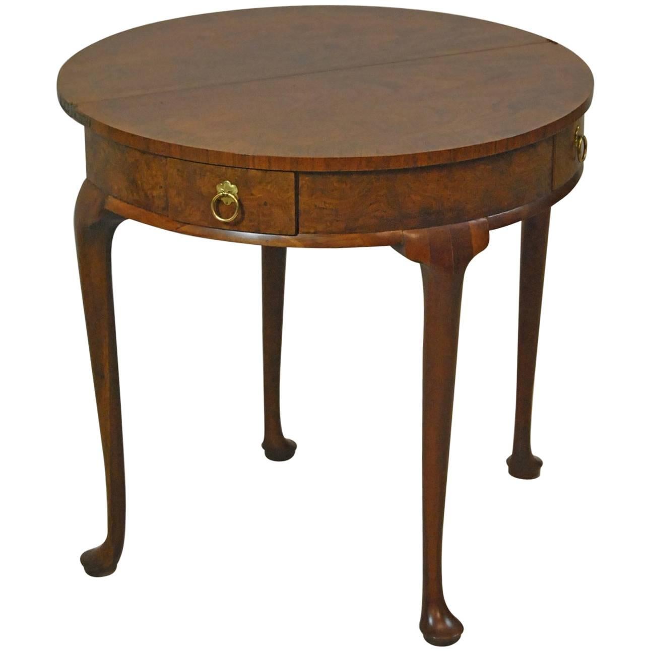 Georgian Demilune Game Table by Baker Banded Top Two Drawers