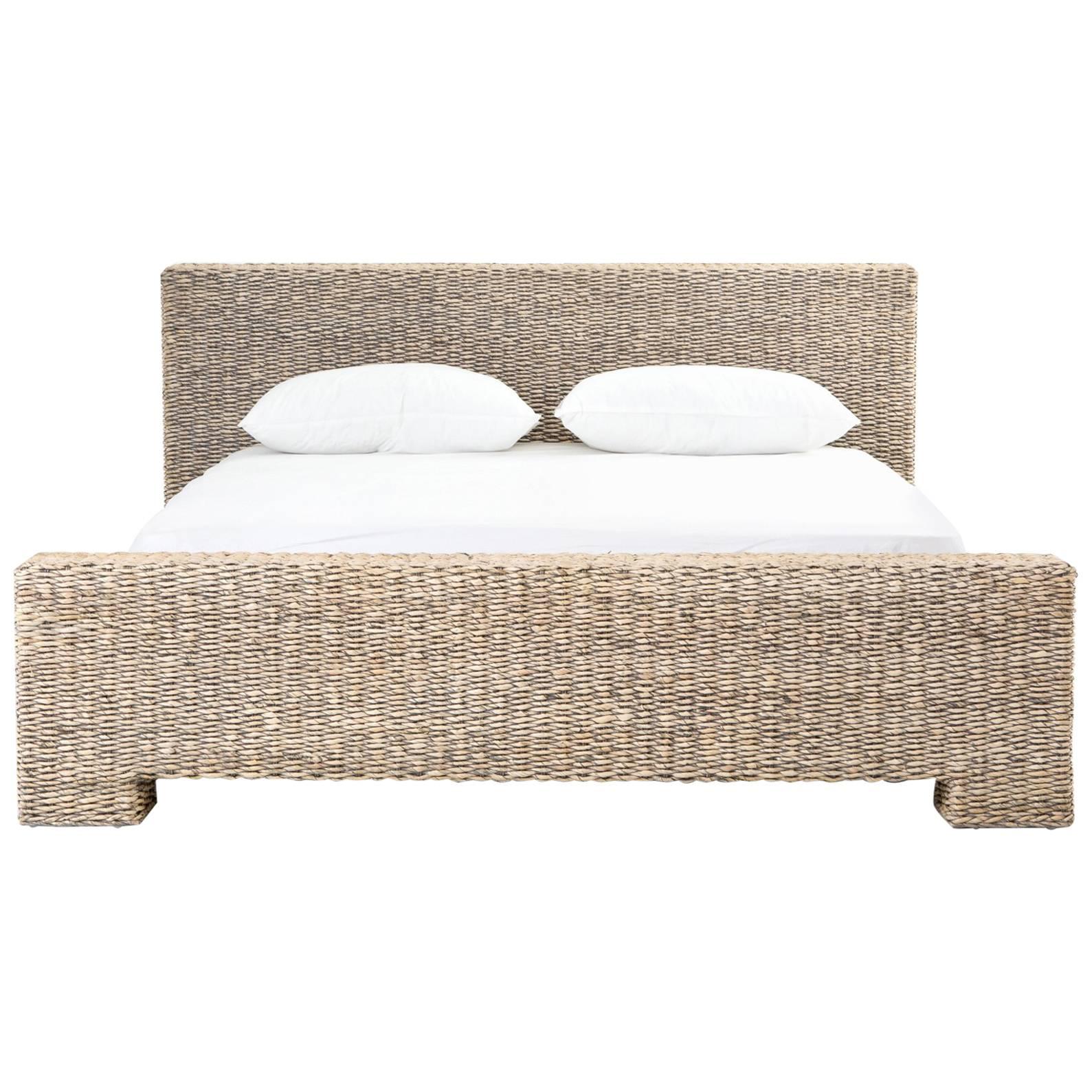 Low Profile Rattan Bed in King-Size For Sale