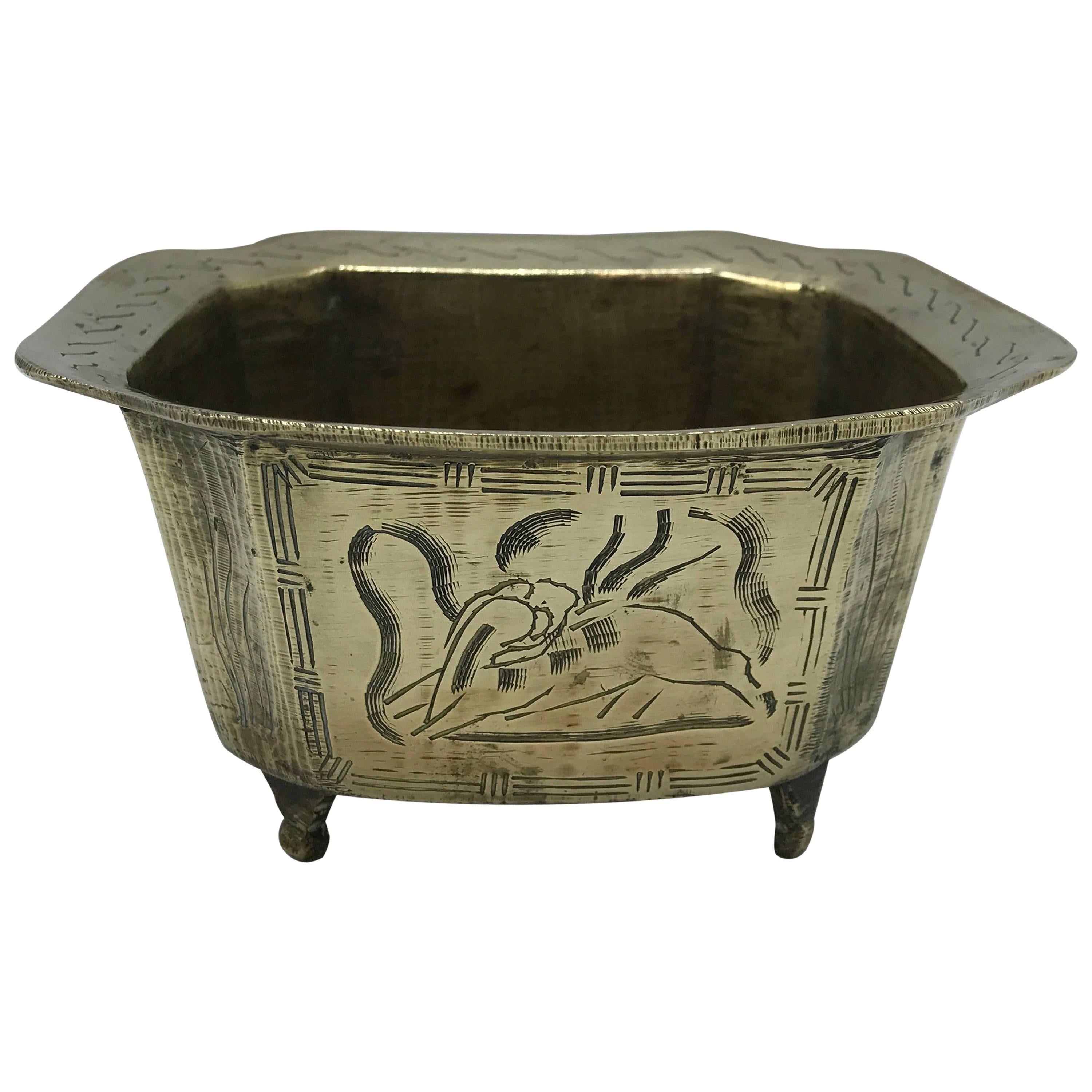 1960s, Brass Chinoiserie Cachepot Planter For Sale