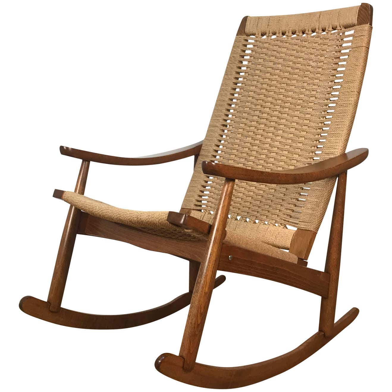 Mid-Century Wegner Style Rocking Chair at 1stDibs