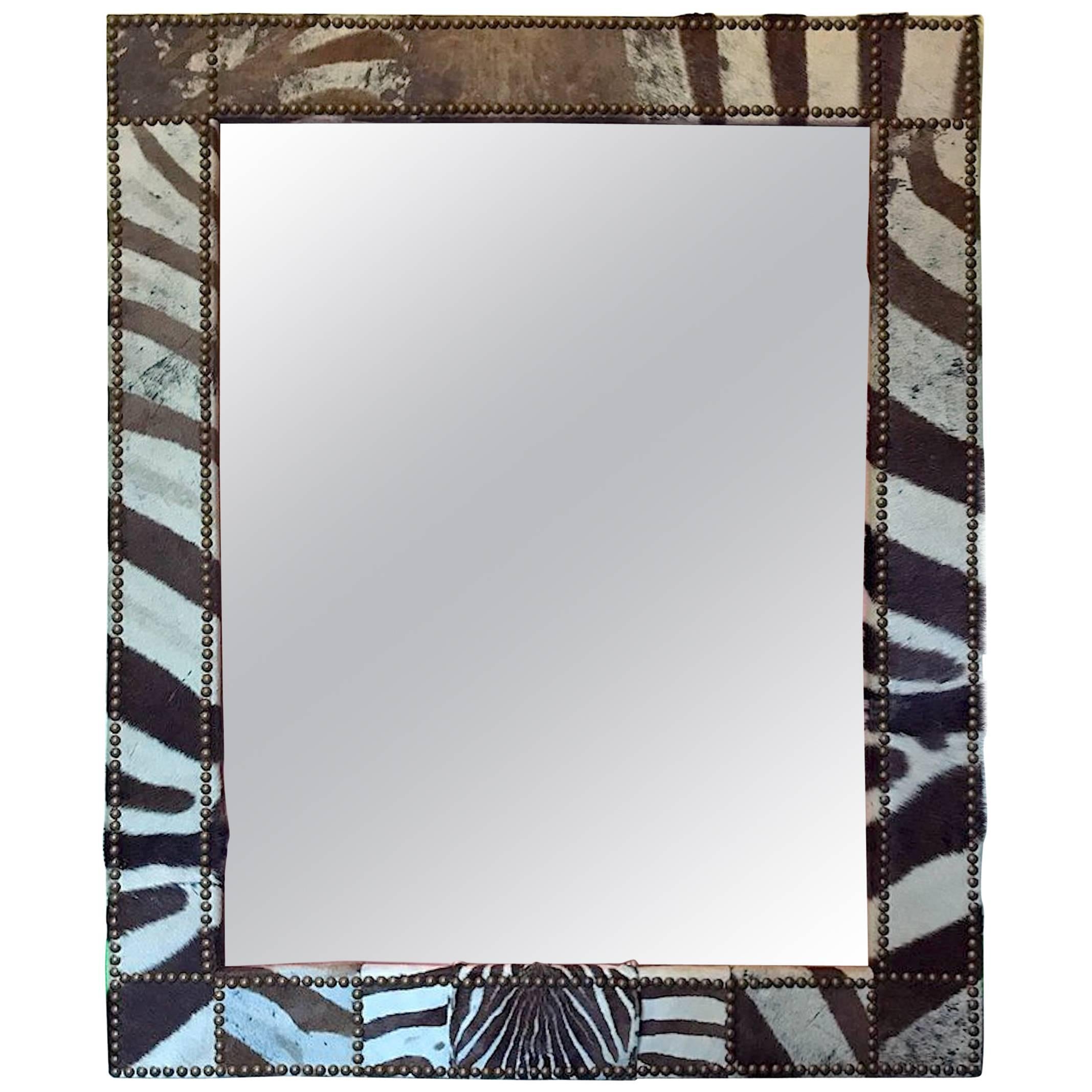 Large Zebra Hide Mirror I For Sale at 1stDibs