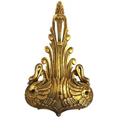 1960s, Italian Large Gilded Wall Bracket Planter with Swan Motif