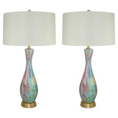 Multicolored Swirled Murano Lamps by Fratelli Toso