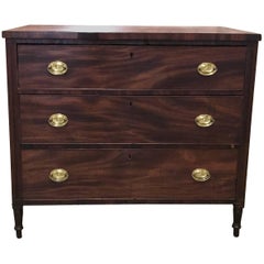 18th Century English Mahogany Commode Chest with Brass Plates and Pulls