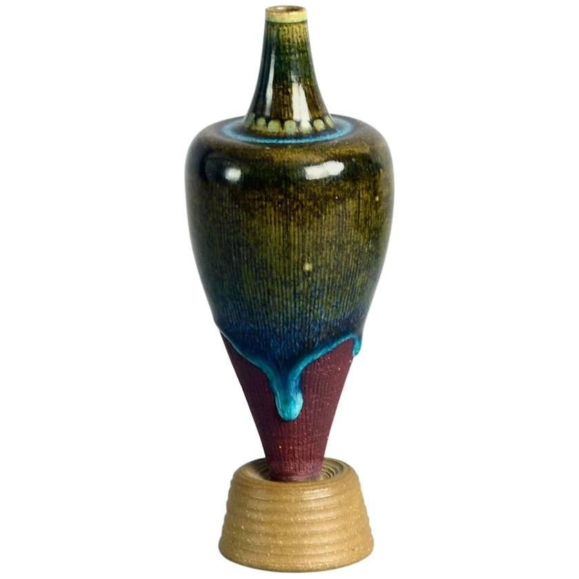 Unique Stoneware "Farsta Terra Spirea" Vase by Wilhelm Kåge for Gustavsberg 1956 For Sale
