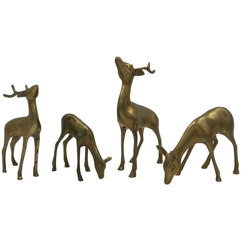 1960s Brass Deer Sculptures, Set of Four at 1stDibs