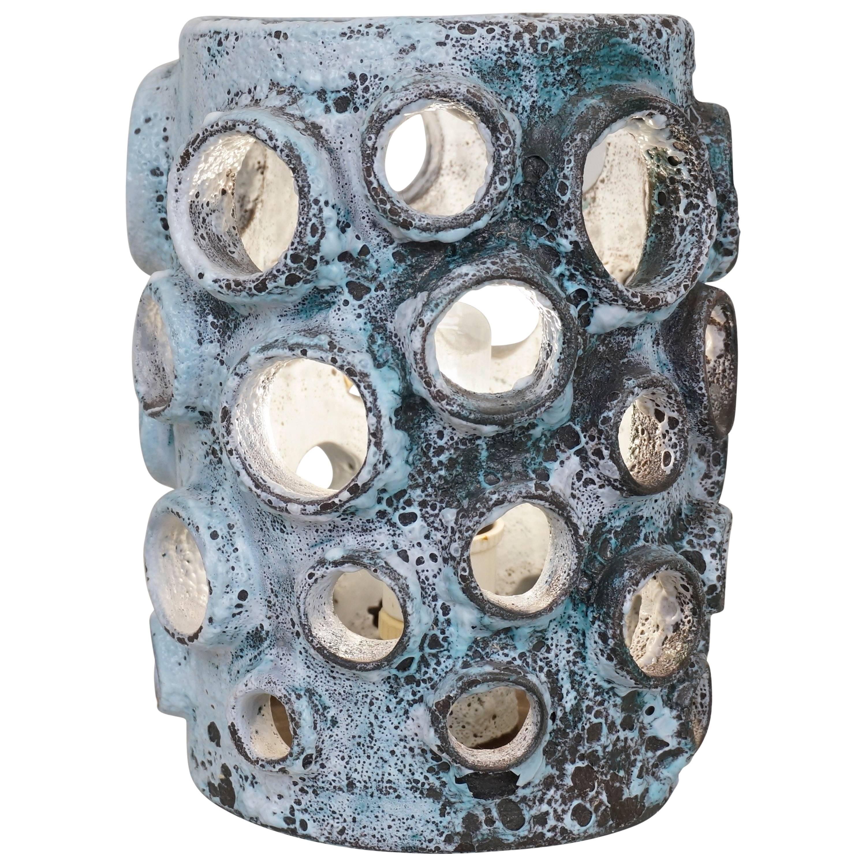 Late 20th Century Blue and Gray Ceramic Table Lamp For Sale
