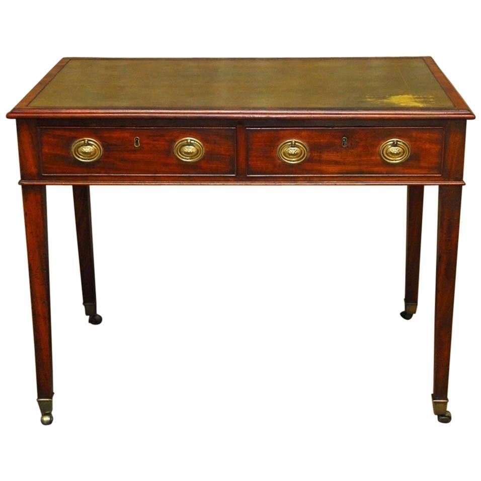 George III Leather Top Mahogany Writing Desk or Library Table