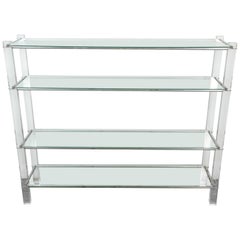 Vintage Lucite, Glass and Chrome Bookcase
