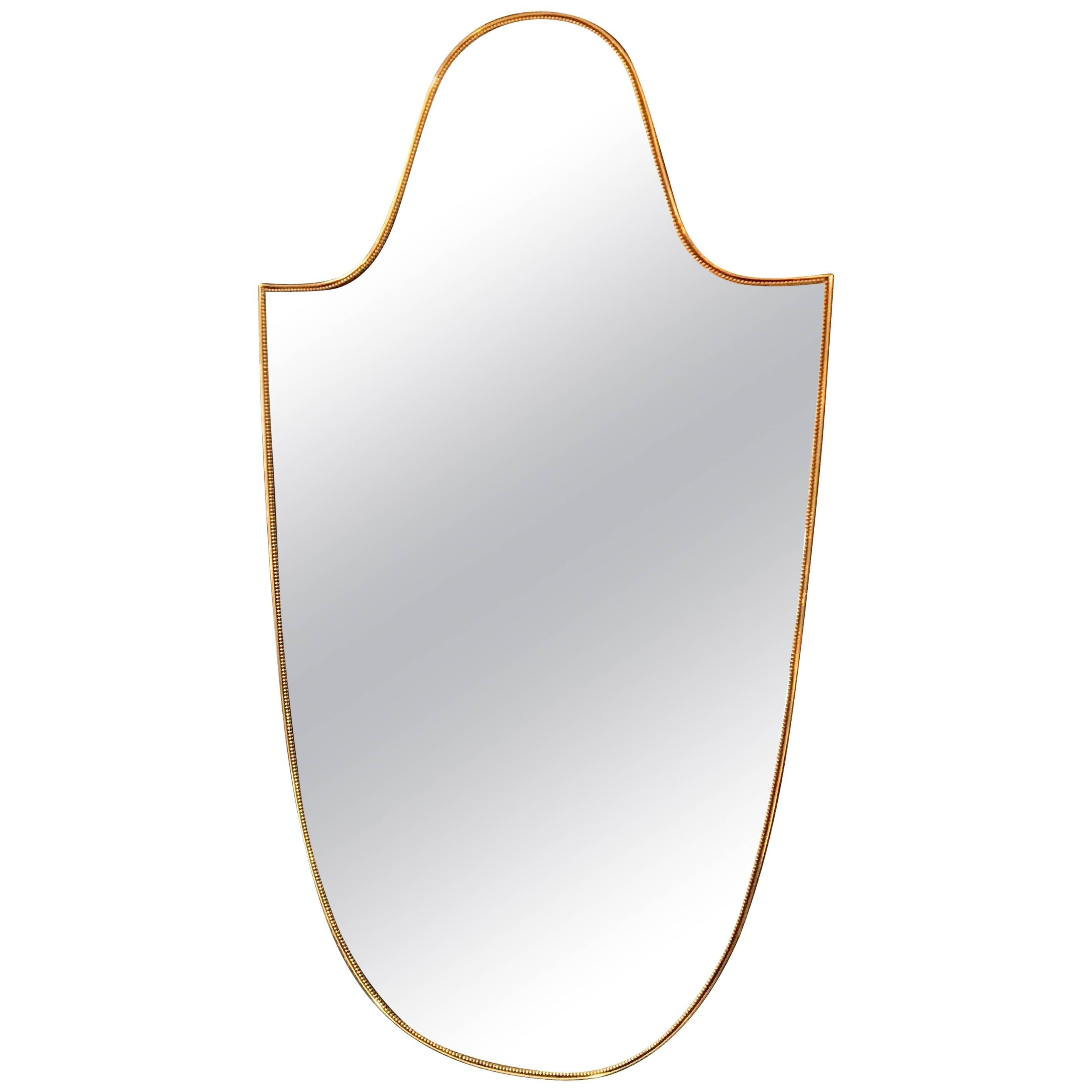Vintage 1960s Italian "Scudo" Long Mirror in Brass Trim