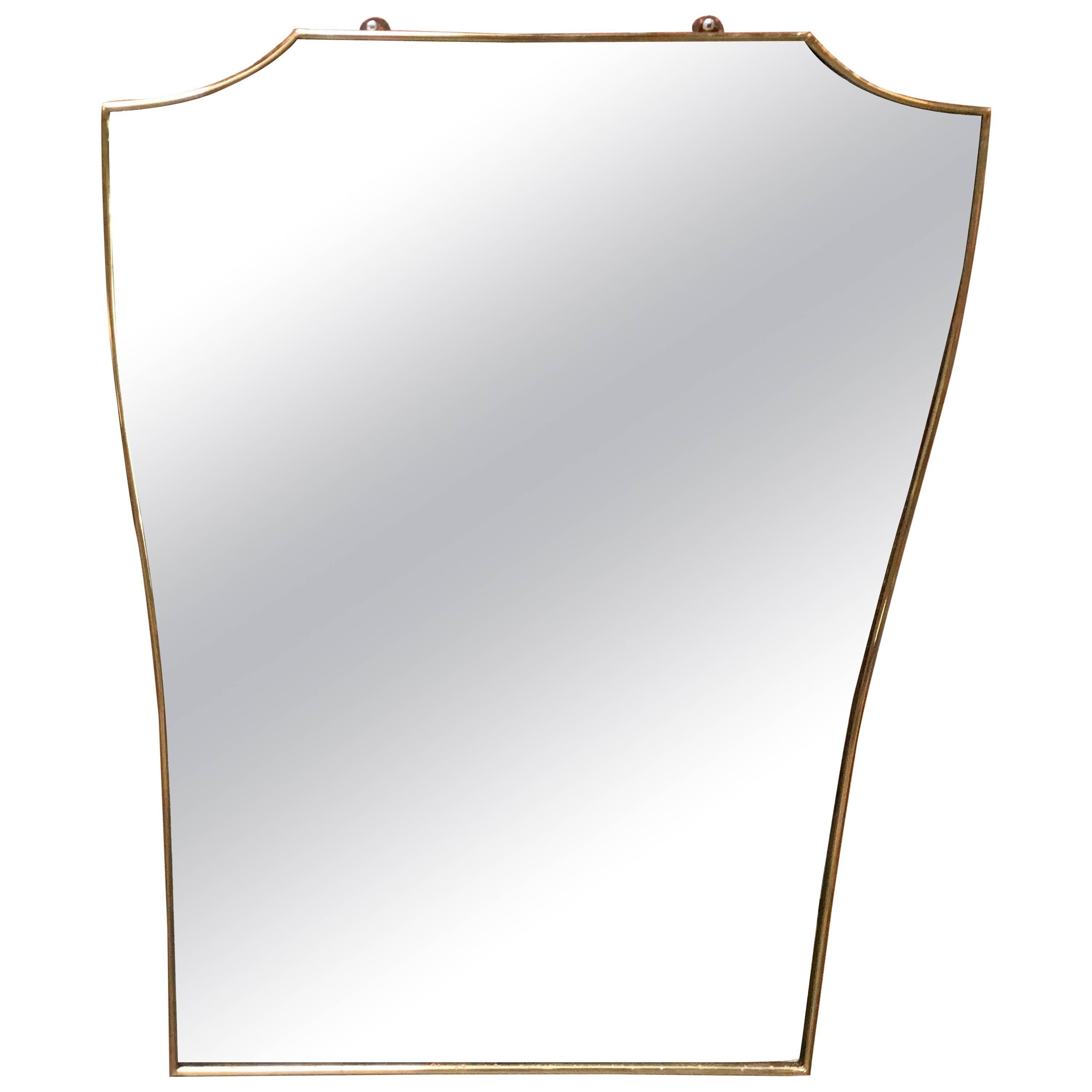 Vintage 1960s Italian Mirror with Brass Frame