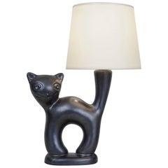 Mid-20th Century Zoomorphic Black Satin Ceramic Table Lamps 10
