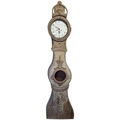 Antique Swedish Mora Bridal Clock 'Ångermanlandsbrud' Early 19th Century 