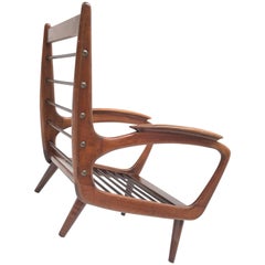 Stunning Dutch De Ster 1950s Organic Carved Walnut Stained Birch Lounge Chair (Chaise longue en bouleau sculpté et teinté)