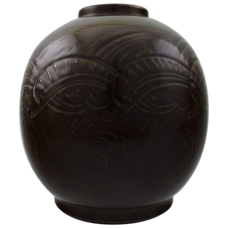 Nils Thorsson for Royal Copenhagen, Large Jar in Stoneware, Mid-20th Century