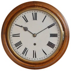 Antique Unusually Small Oak Wall Clock