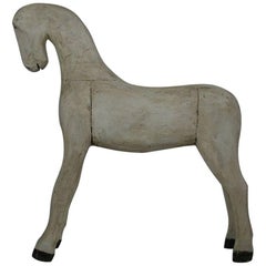 19th Century, French Painted Wooden Horse