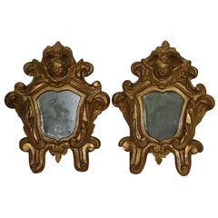 Pair of 18th Century, Italian Baroque Giltwood Mirrors 11