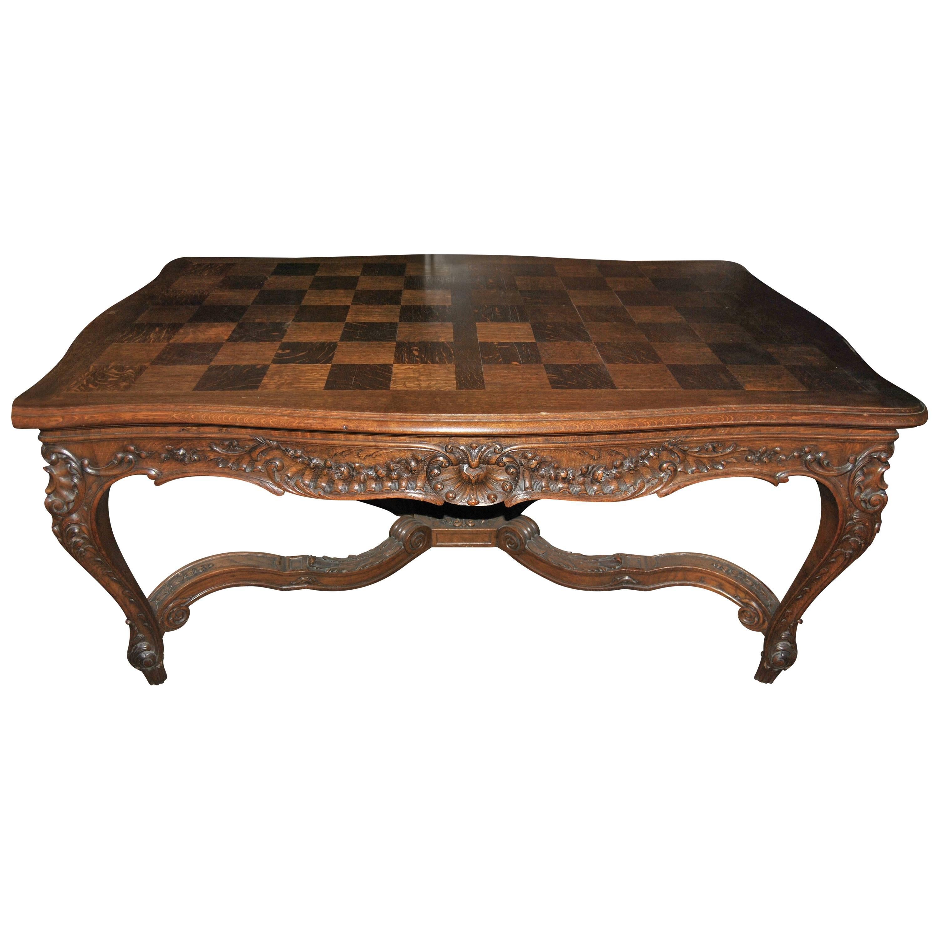 Early 20th Century French Carved Oak Table
