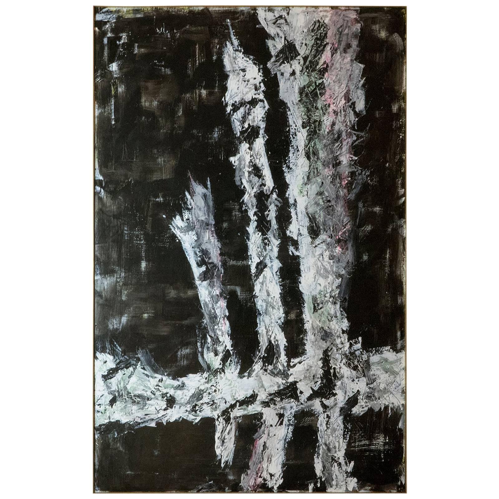 Marco Croce "Untitled" Black and White Abstract Painting, Italy 2016.