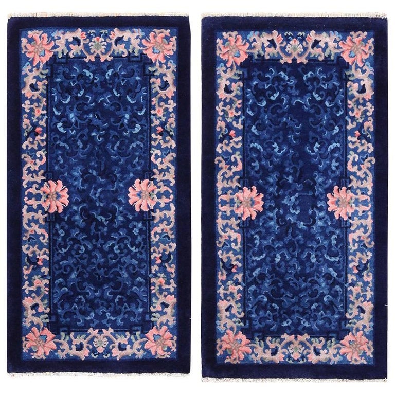 Pair of Blue Antique Chinese Rugs For Sale at 1stdibs