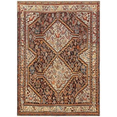 Antique Ghashgai Persian Rug. Size: 4 ft x 5 ft 2 in (1.22 m x 1.57 m)