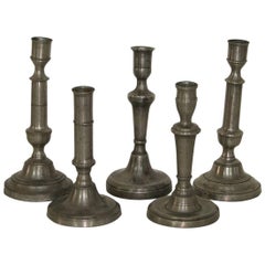 Collection of 18th-19th Century French Pewter Candleholders