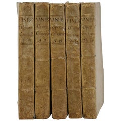 Used Great Collection of Five Italian Very Large 18th Century Weathered Vellum Books