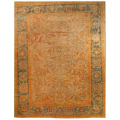 Late 19th Century Antique Turkish Oushak Rug Angora Wool