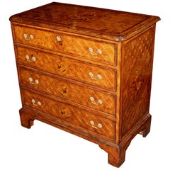Diminutive English Four-Drawer Chest with Extensive Marquetry