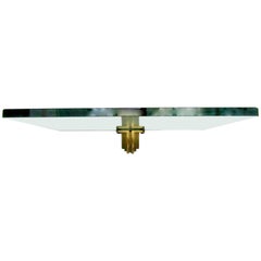1970s Glass and Brass Wall Mounted Shelf Designed by Peter Ghyczy