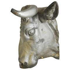 Antique 19th Century French Zinc Cows Head Trade Sign