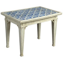 18th Century Swedish Painted Tile-Topped Centre Table