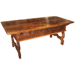 Antique 17th Century Catalan Walnut Wood Desk