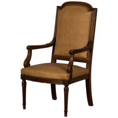 Large Antique French Louis XVI Style Walnut Fauteuil, circa 1860