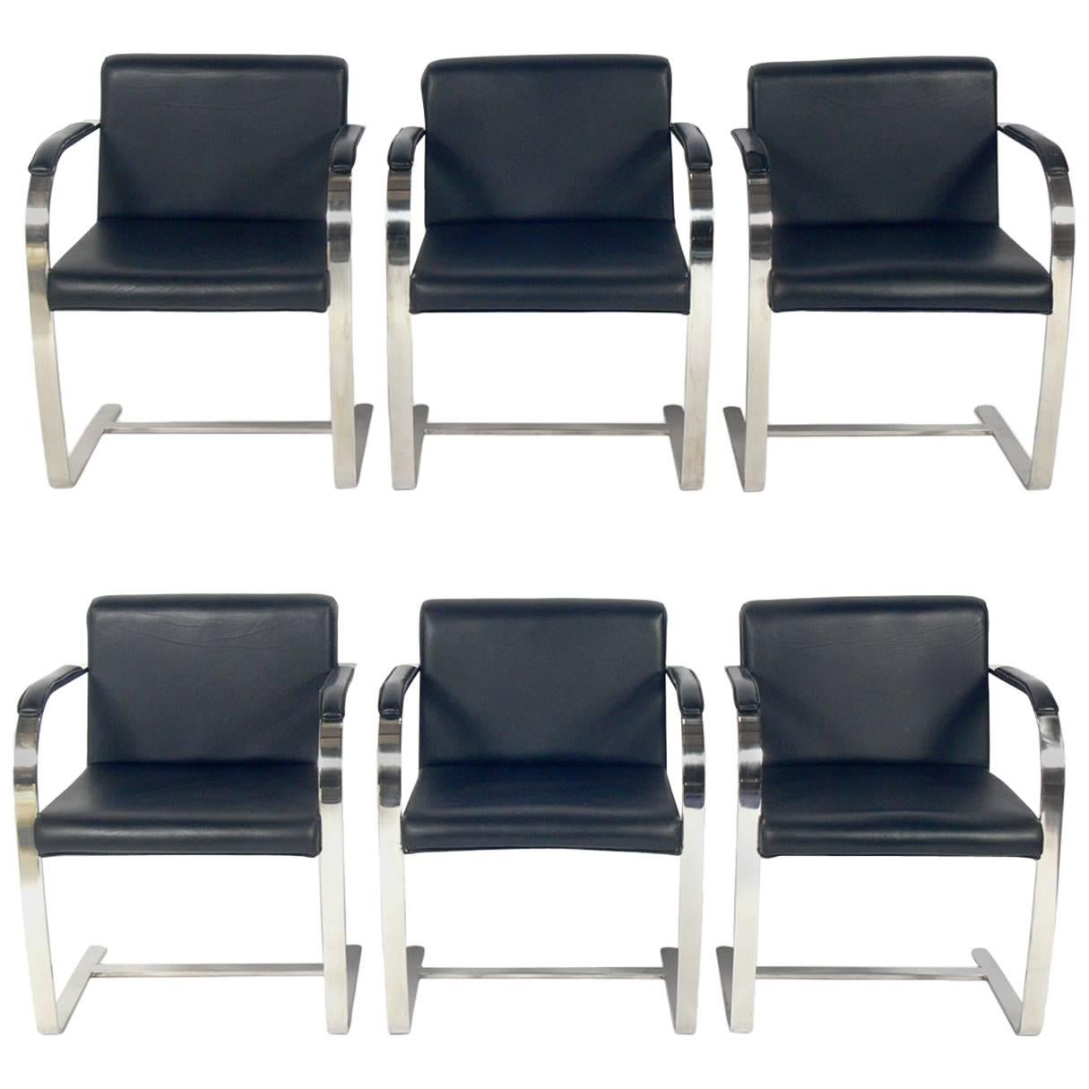 Set of Six Brno Chrome Dining Chairs After Mies Van Der Rohe