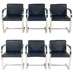 Set of Six Brno Chrome Dining Chairs After Mies Van Der Rohe