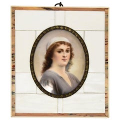 Attributed to KPM Hand-Painted Porcelain Portrait of a Woman Attributed to KPM Hand-Painted Porcelain Portrait of a Woman