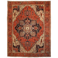 Late 19th Century Antique Persian Serapi Rug