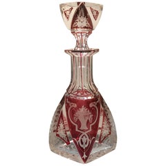 Stunning Late 19th Century Violet Engraved Glass Decanter