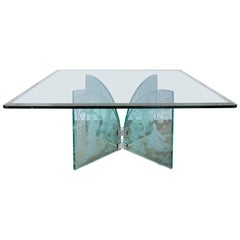 Hand Etched Glass Square Coffee Table