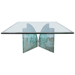 Hand Etched Glass Square Coffee Table 