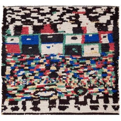 Small Square Vintage Moroccan Boucherouite Rug 4' 6" x 5' (1.37 m x 1.52 m)