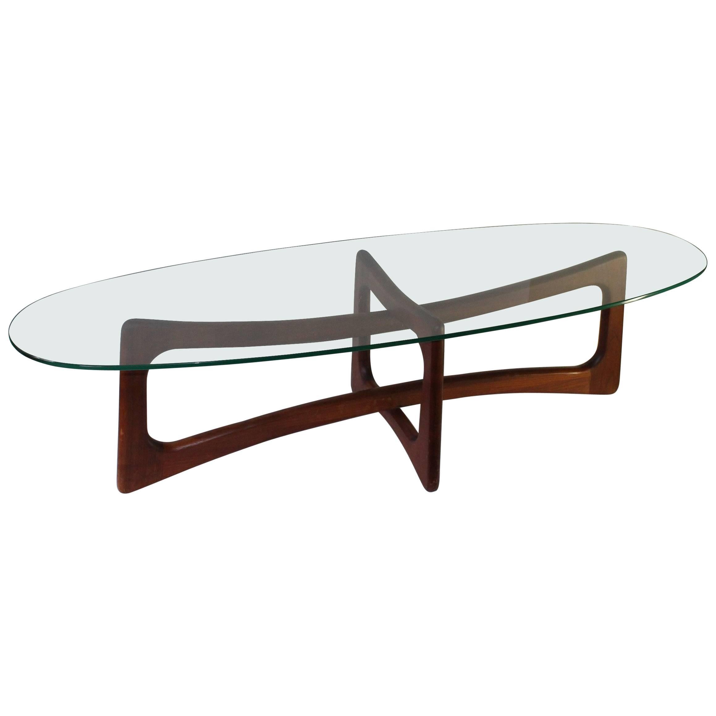 Glass Top Walnut Coffee Table by Adrian Pearsall