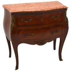 Antique French Kingwood Marble-Top Bombe Commode