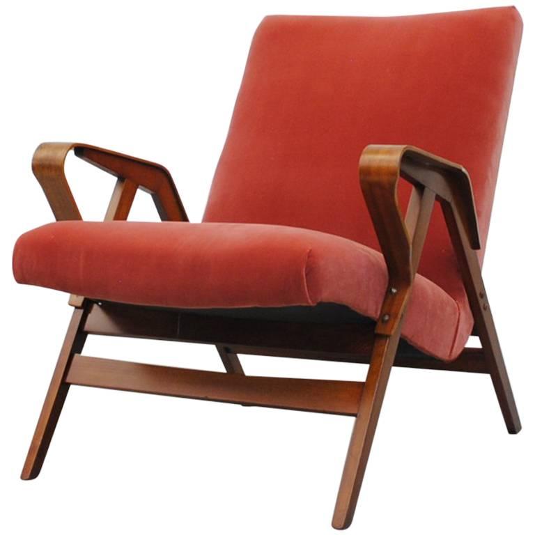 Tatra Bent Plywood Lounge Chair in Velvet