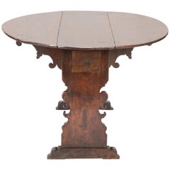 Italian Baroque Walnut Drop-Leaf Table